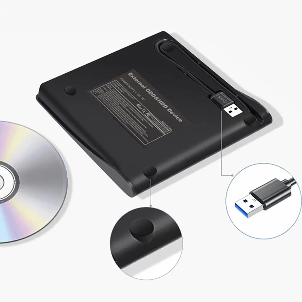 Retoo Zewnętrzny napęd DVD USB 3.0 Type-C CD DVD +/-RW Optical Drive USB C Burner Slim CD/DVD ROM Rewriter Writer Reader Portable for PC Laptop Desktop MacBook Mac Windows 7 8.1 10 Linux OS Appl