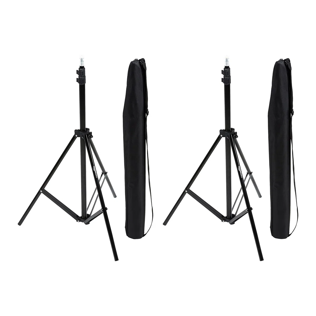 Amazon Basics Lekki, aluminiowy statyw do aparatu z pokrowcem, 2 sztuki, 85-204 cm, 821 g, czarny