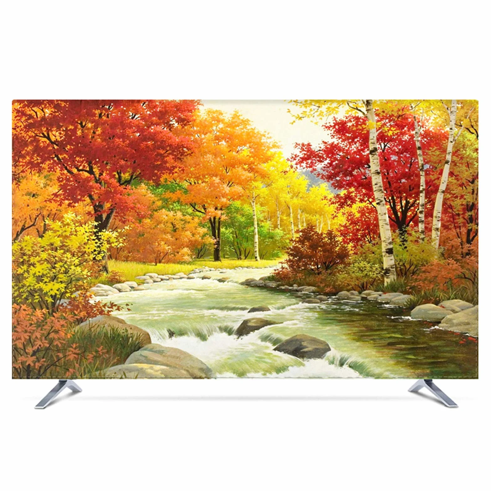 NAKAN wewnętrzny pokrowiec na telewizor 22" - 80" miękki poliestrowy ochraniacz na ekran telewizora, odporny na kurz, do telewizorów stojących (kolor:drzewa, rozmiar: 43in)