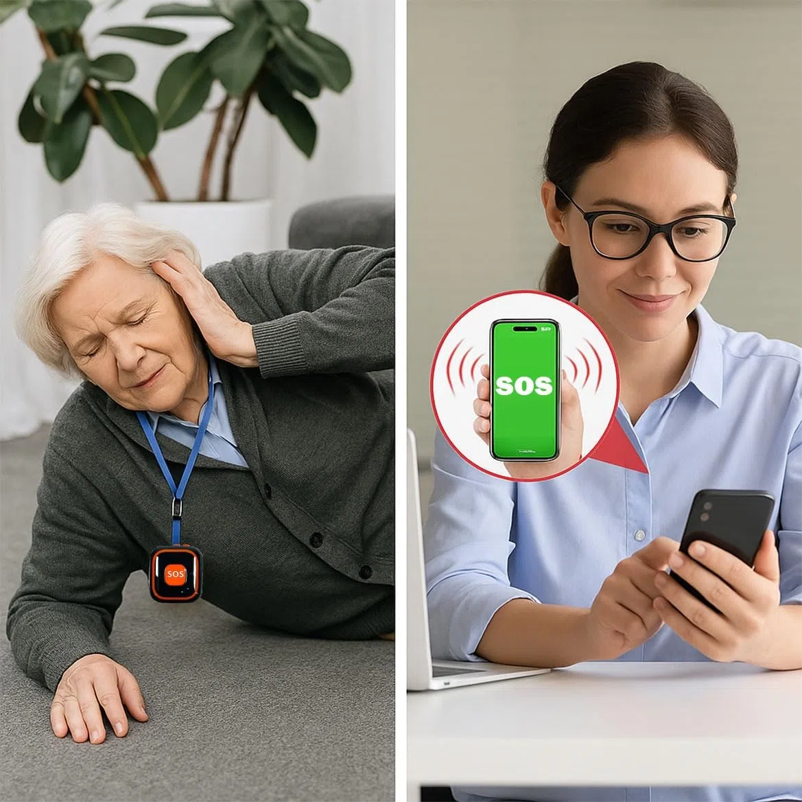 Lokalizator ratujący życie dla osób starszych i dzieci - SOS osobisty tracker GPS z przyciskiem połączenia alarmowego - alarm zapobiegający zgubieniu i upadkowi - monitorowanie i wykrywanie w czasie