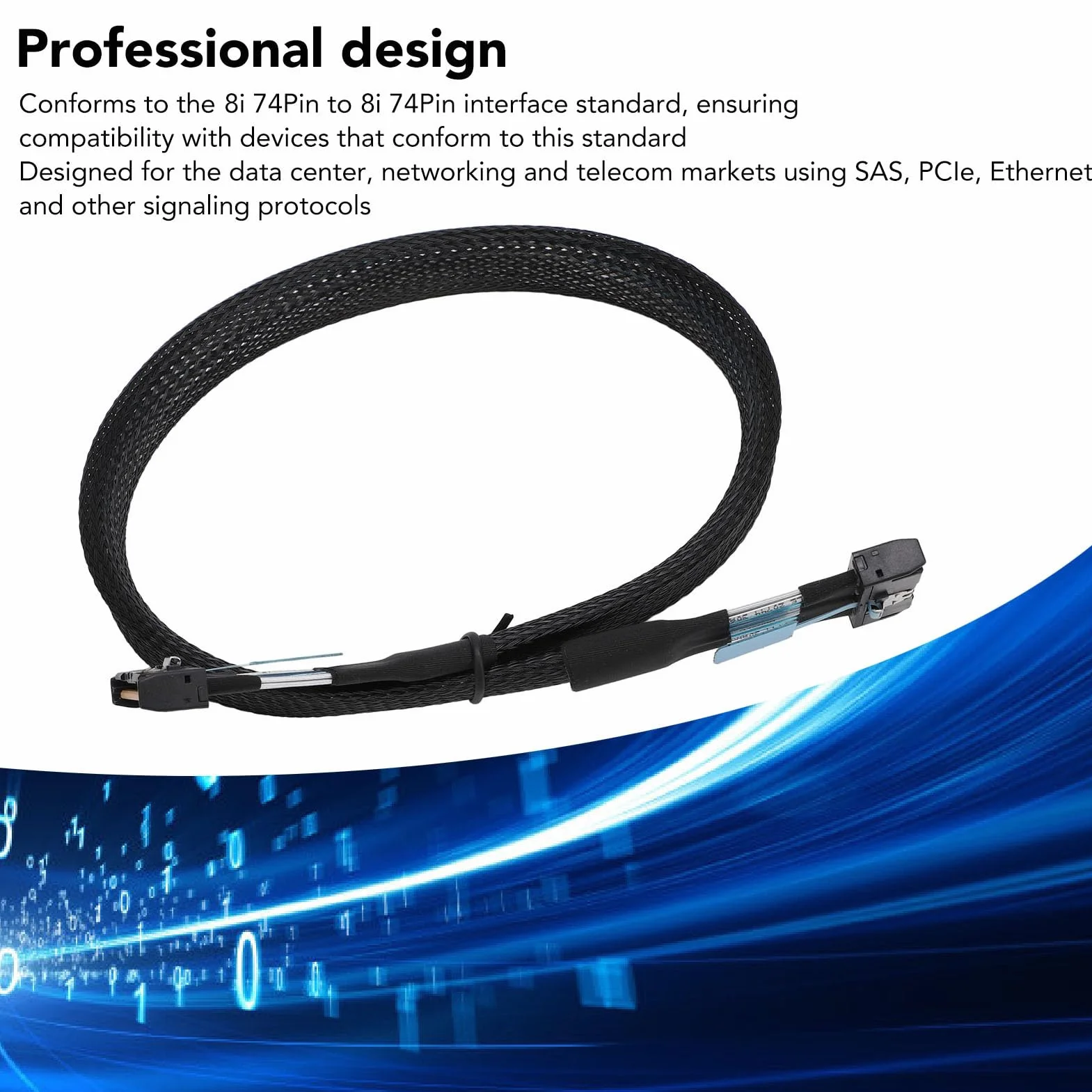 Kabel MCIO 8i do MCIO 8i, Profesjonalny Kabel PCIe 5.0 74Pin, High Speed ​​32 GT S, Danych, sieć, Telekomunikacja, SAS, PCIe, Ethernet, Kabel MCIO X8 do MCIO X8 do Serwerów,