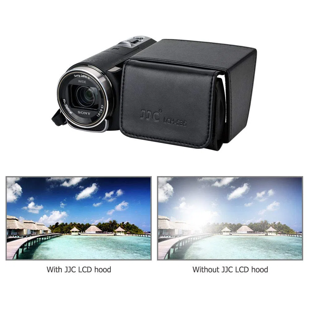 JJC Osłona ekranu LCD do ekranów 3,5 cala, odchylana kamera DSLR, osłona przeciwsłoneczna z ekranem LCD do Sony PXW-X280, Z150, X160, Z7C, HXR-NX5R, NX5C, NX100