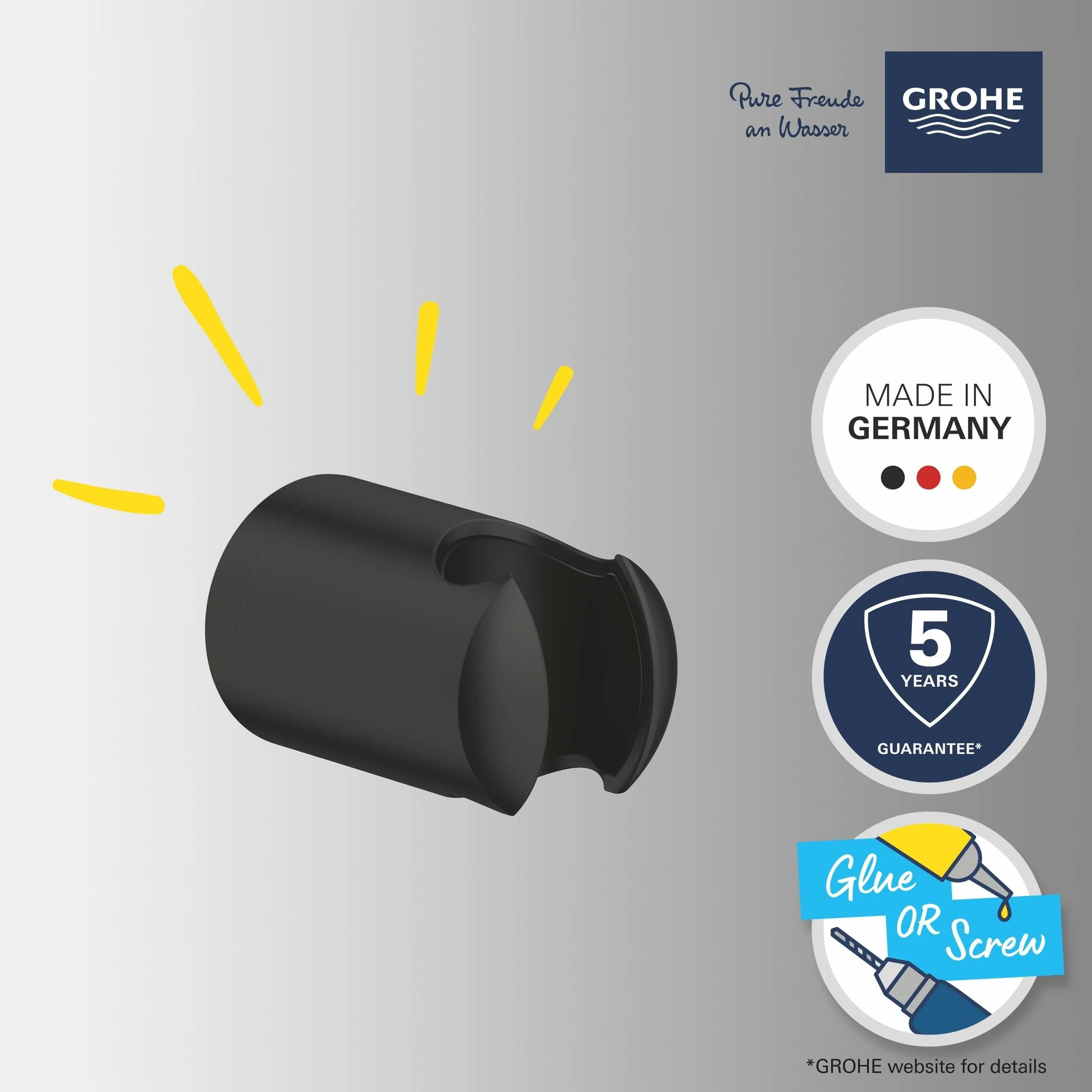GROHE 279582430 Vitalio Uniwersalny uchwyt ścienny prysznicowy, czarny matowy