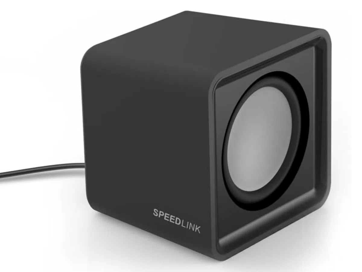 SPEEDLINK SL-810004-BK Twoxo Stereo Compact Cube designed USB Powered 5W Speakers –3.5mm jack for use with PC, tablet or smartphone – Multimedia sound for music, games and video - Black