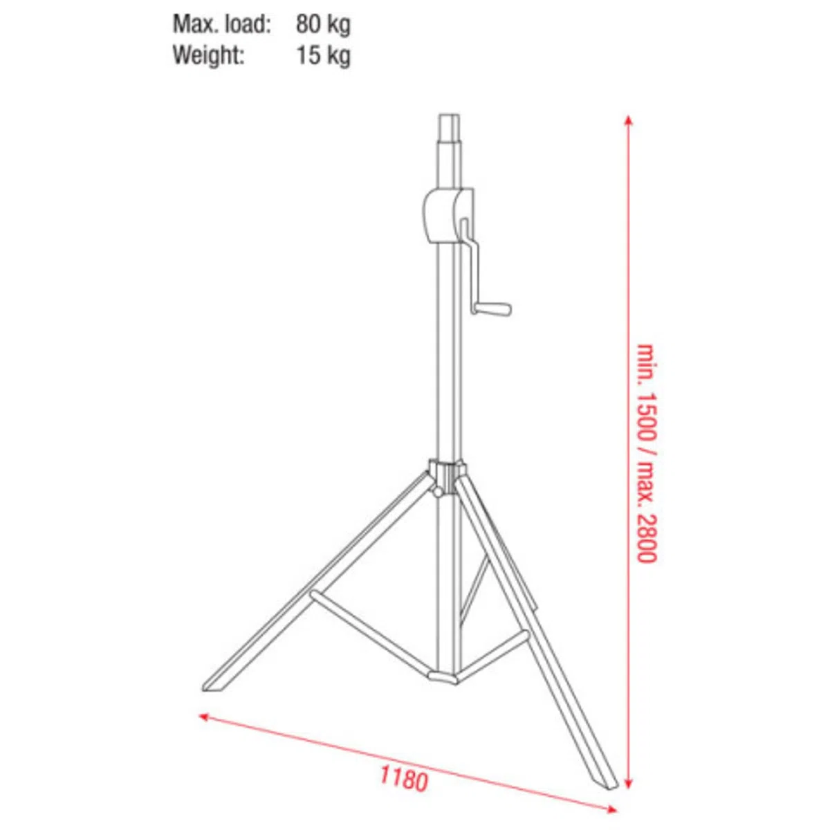 Showtec Basic 2800 Wind up stand (without Adapter) - Stojak na korbę