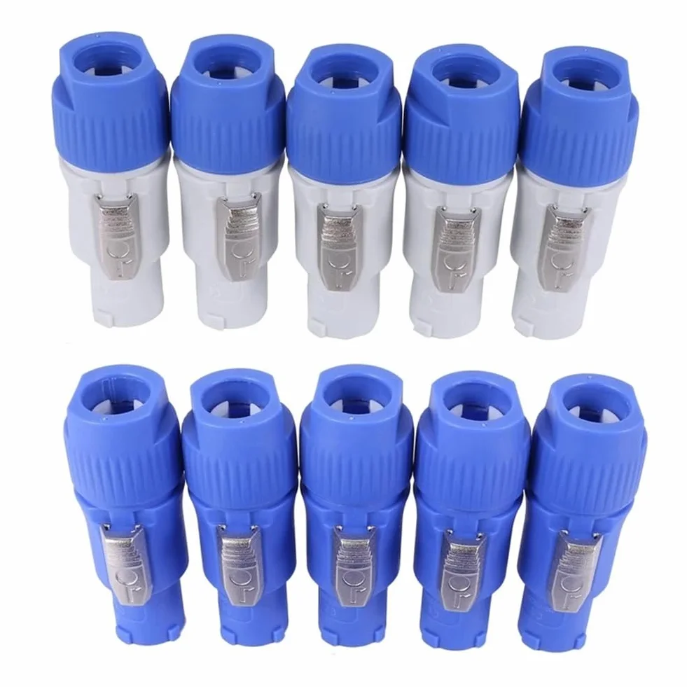 20 sztuk wtyczek Powercon, 3-biegunowe wtyczki Powercon NAC3FCB, wtyczka Speakon, 20 A, 250 V AC, niebieska i