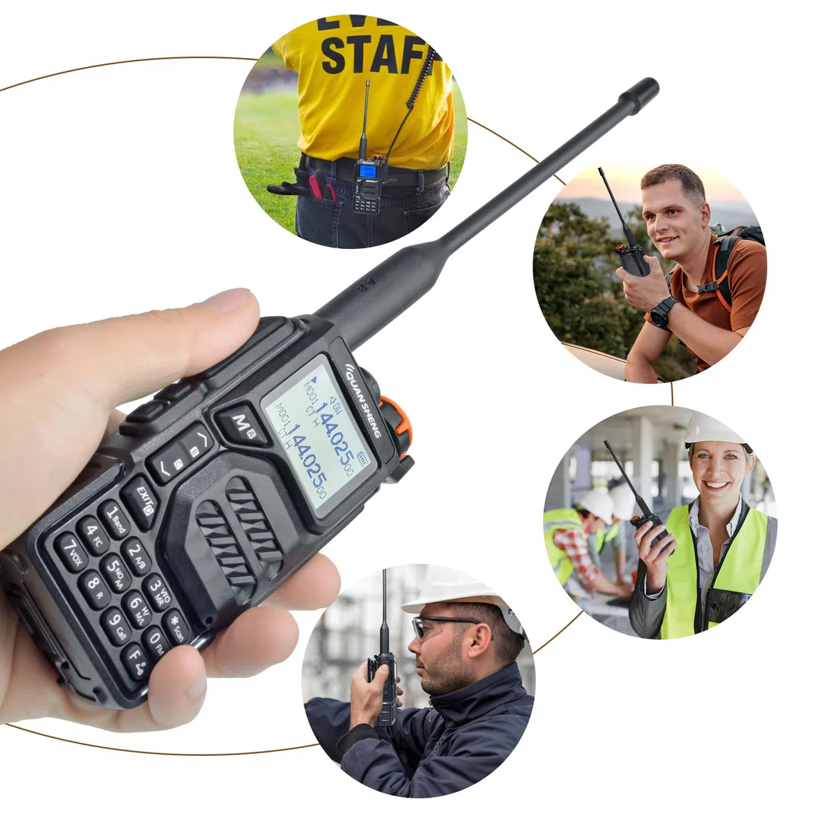 QUANSHENG UV-K5 Walkie Talkie dalekiego zasięgu ze słuchawkami i kablem do programowania VHF UHF 200 kanałów, przenośne radio ładowalne, profesjonalne AM/FM/DTMF, VOX, częstotliwość kopiowania, pogoda