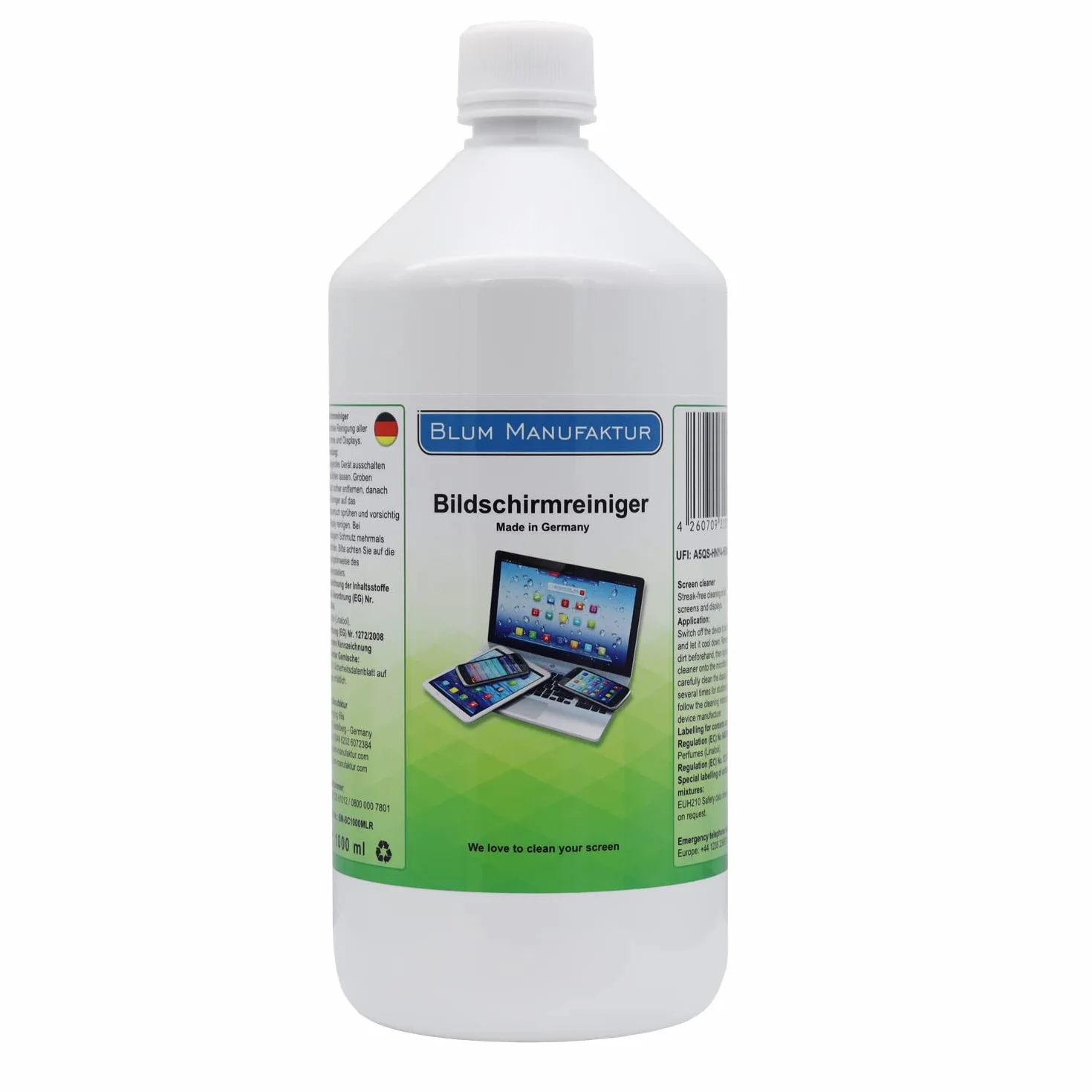 Blum - 1000 ml Screen Cleaner Płyn do czyszczenia wyświetlaczy - Butelka uzupełniająca