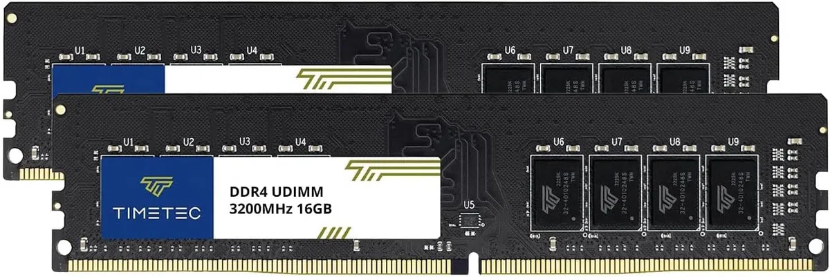 Timetec Premium zestaw 32 GB (2 x 16 GB) DDR4 3200 MHz (lub 2933 MHz lub 2666 MHz) PC4-25600 CL22 1,2 V bez ECC niebuforowany 2Rx8 Dual Rank 288-pinowy UDIMM komputer stacjonarny pamięć RAM moduł