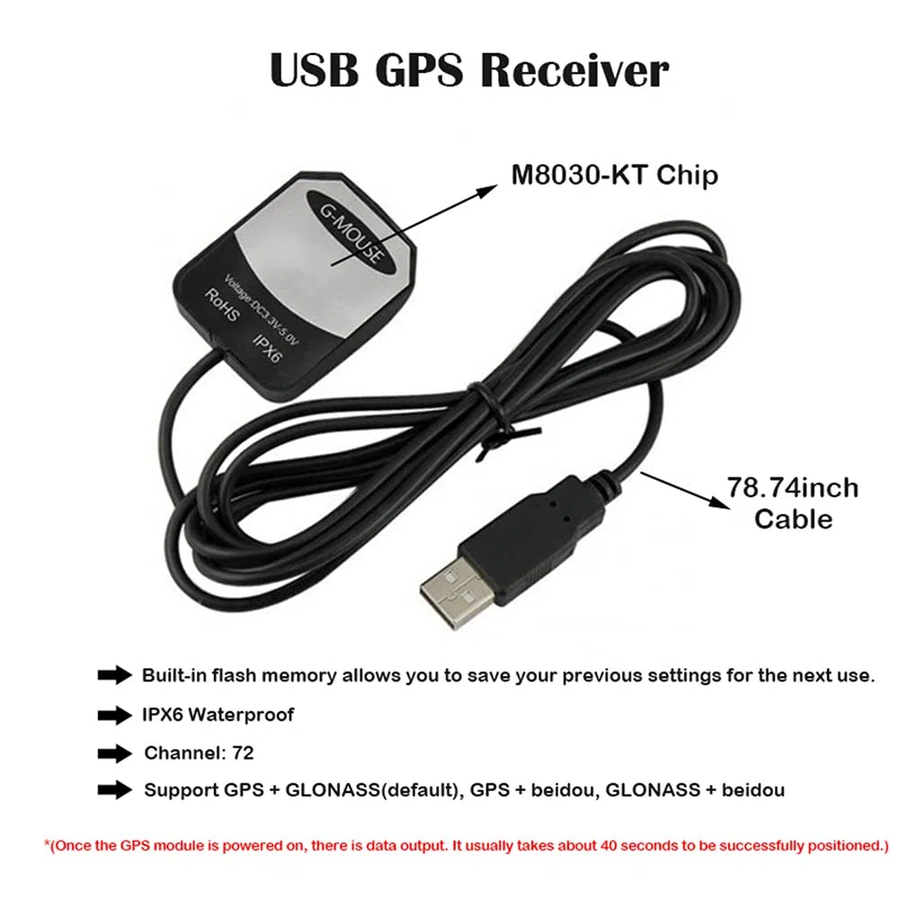 VK-162 G-Mouse USB GPS Dongle M8030 Chip 72-kanałowy moduł nawigacji, zewnętrzna antena GPS, zdalny montaż, odbiornik GPS USB, z lampą błyskową, obsługa Raspberry Pi, Google Earth, Windows