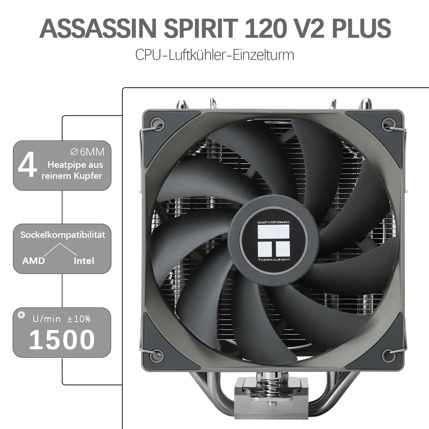 TR-Thermalright Assassin Spirit 120 V2 PLUS CPU chłodnica, podwójny cichy wentylator CPU, chłodzenie powietrza, 1500 obr./min, kompatybilny z Intel LGA1851/1700/1150/1151/1200 i AMD AM5/AM4