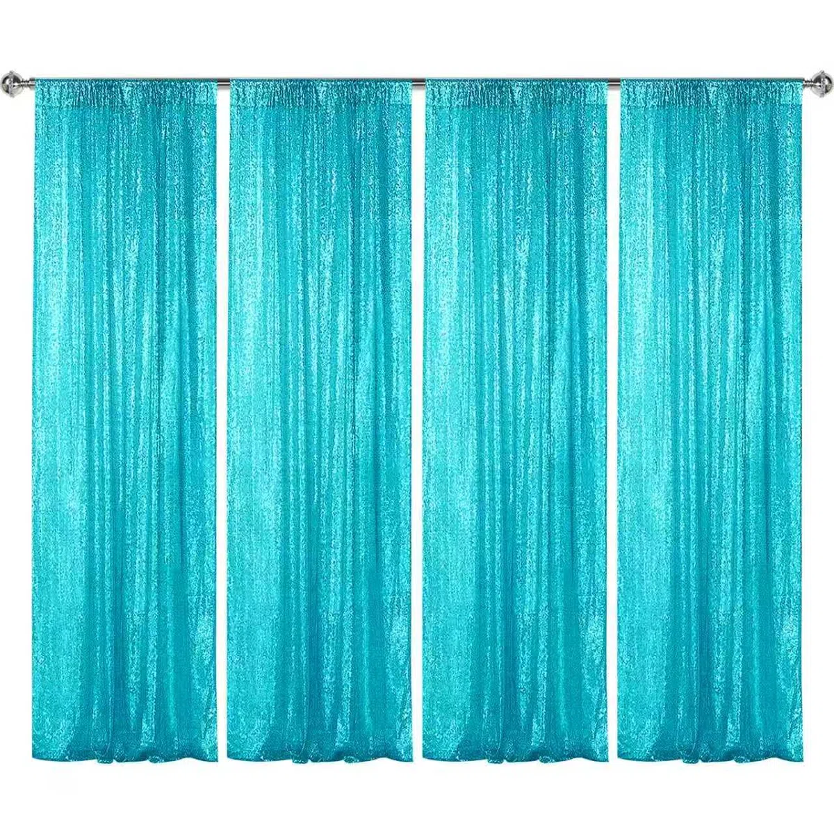 Sugargirl Turkusowe cekinowe tło zasłona 4 panele 62 x 20 cm brokatowe turkusowe tło zasłony błyszczące fotografia tło na imprezę ślub urodziny dekoracja ścienna