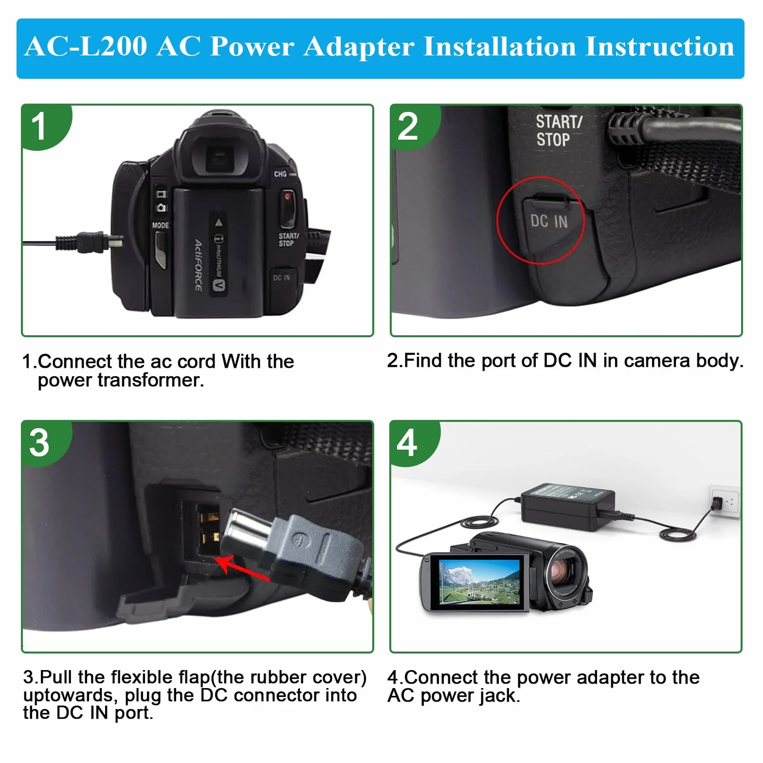AC-L200 Zasilacz do Sony Handycam DCR-SX40 DCR-SX45 DCR-SX63 DCR-SX65 DCR-SX85 DCR-DVD105 DVD108 DVD610 DCR-SR46 DCR-SR47 DCR-SR62 DCR-SR62 DCR-SR62 DCR-SR62 DCR-SR62 DCR-SR62