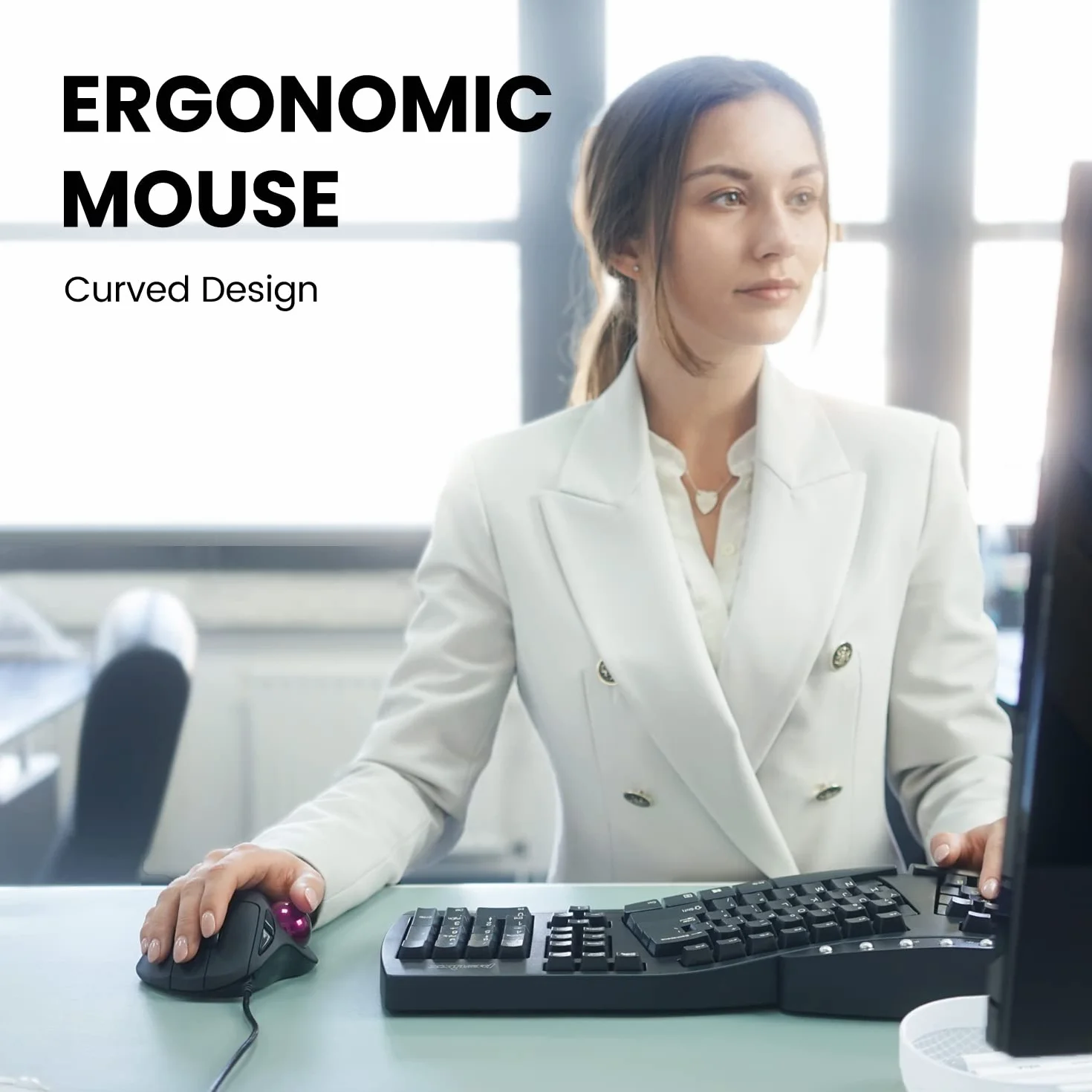 Perixx PERIMICE-517 ergonomiczna przewodowa mysz USB Trackball 34mm 7 przycisków 400/1000 DPI