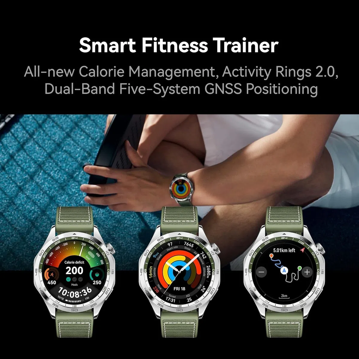 HUAWEI Watch GT 4 46 mm Smartwatch, Do 14 dni pracy na baterii, Kompatybilny z Androidem i iOS, dokładne zarządzanie zdrowiem, Monitorowanie tętna, SpO2, GPS, zielony
