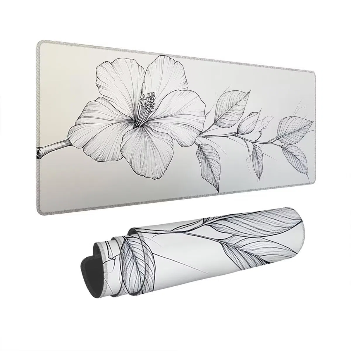 Podkładka pod mysz, gamingowa, szara, XXL, 1200 x 600 mm, podkładka na biurko, kwiat, wodoodporna, akcesoria dla graczy, antypoślizgowa podkładka pod mysz, poprawia precyzję prędkości, podkładka pod