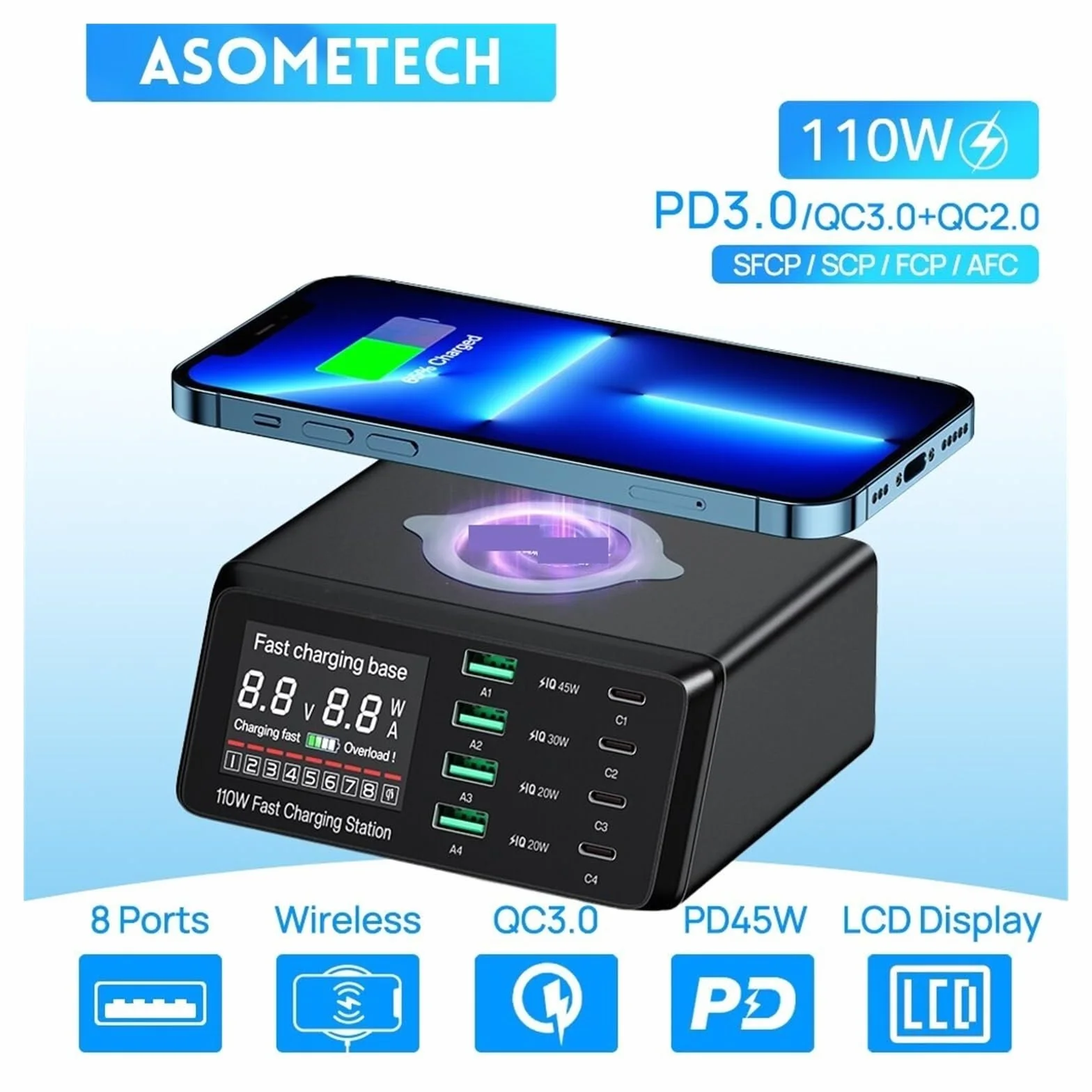 Ładowarka USB, Ładowarka USB typu C o mocy W. Bezprzewodowe ładowanie z wieloma portami. Szybka ładowarka do telefonu PD QC3.0. Szybkie ładowanie, Szybki, wydajny i wszechstronny