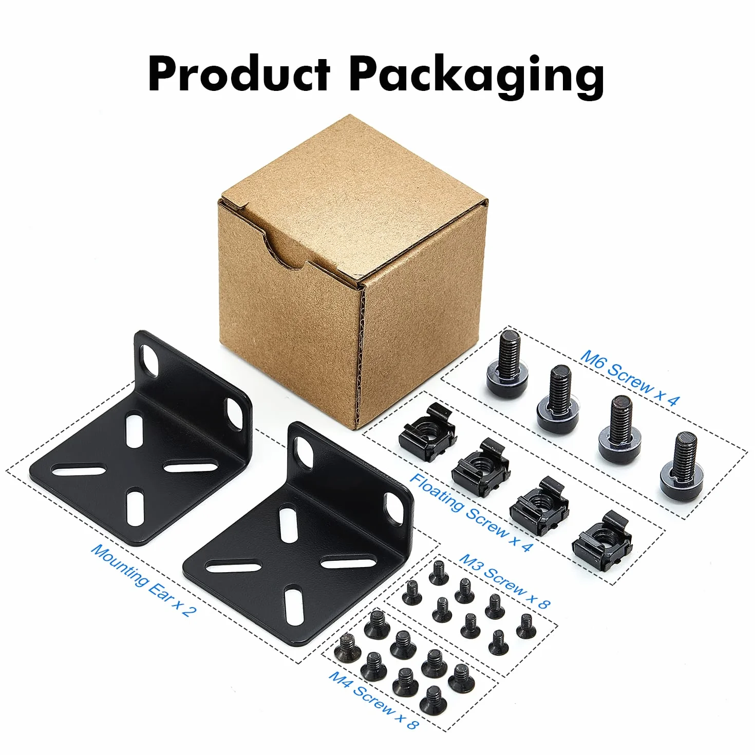 MokerLink Zestaw montażowy do przełączników 43,9 cm regulowany odstęp 14-29 mm kompatybilny Cisco NETGEAR Dell D-Link