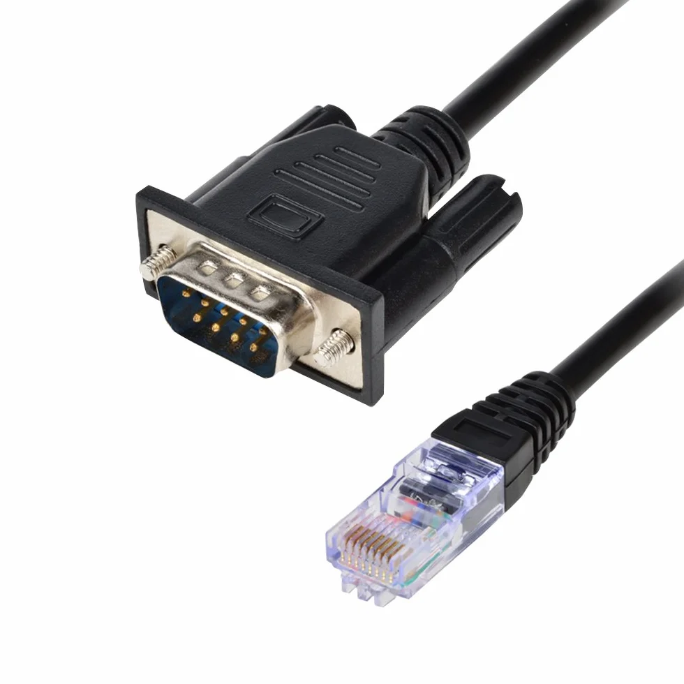 RJ45 do RS232, DB9 9-biegunowy port szeregowy wtyczka do gniazda RJ45, konsola CAT5/6 Ethernet LAN, 1 metr męski port