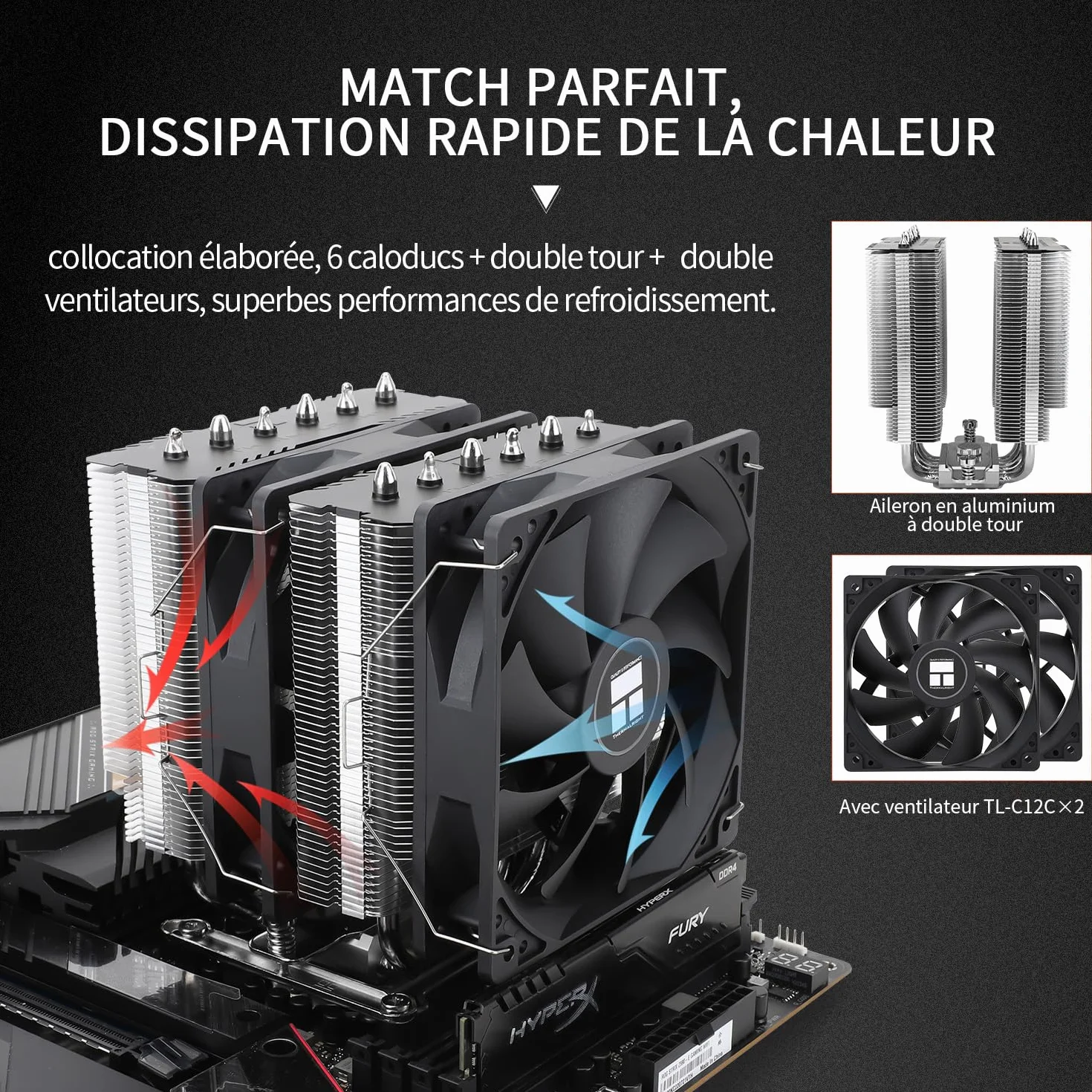 Thermalright Peerless Assassin 120 SE układ chłodzenia procesora, 6 ciepłowodów, wentylator Dual 120 mm TL-C12C PWM, aluminiowa osłona radiatora, AGHP, do AMD AM4 AM5/Intel 1700/1150/1151/1200