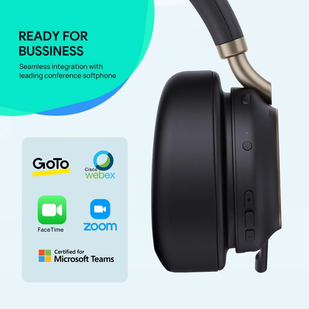 Yealink BH76 Plus zestaw słuchawkowy Bluetooth z redukcją szumów do pracy, zestawy słuchawkowe ANC z mikrofonem, wysuwane ramię mikrofonowe, słuchawki z certyfikatem zespołu