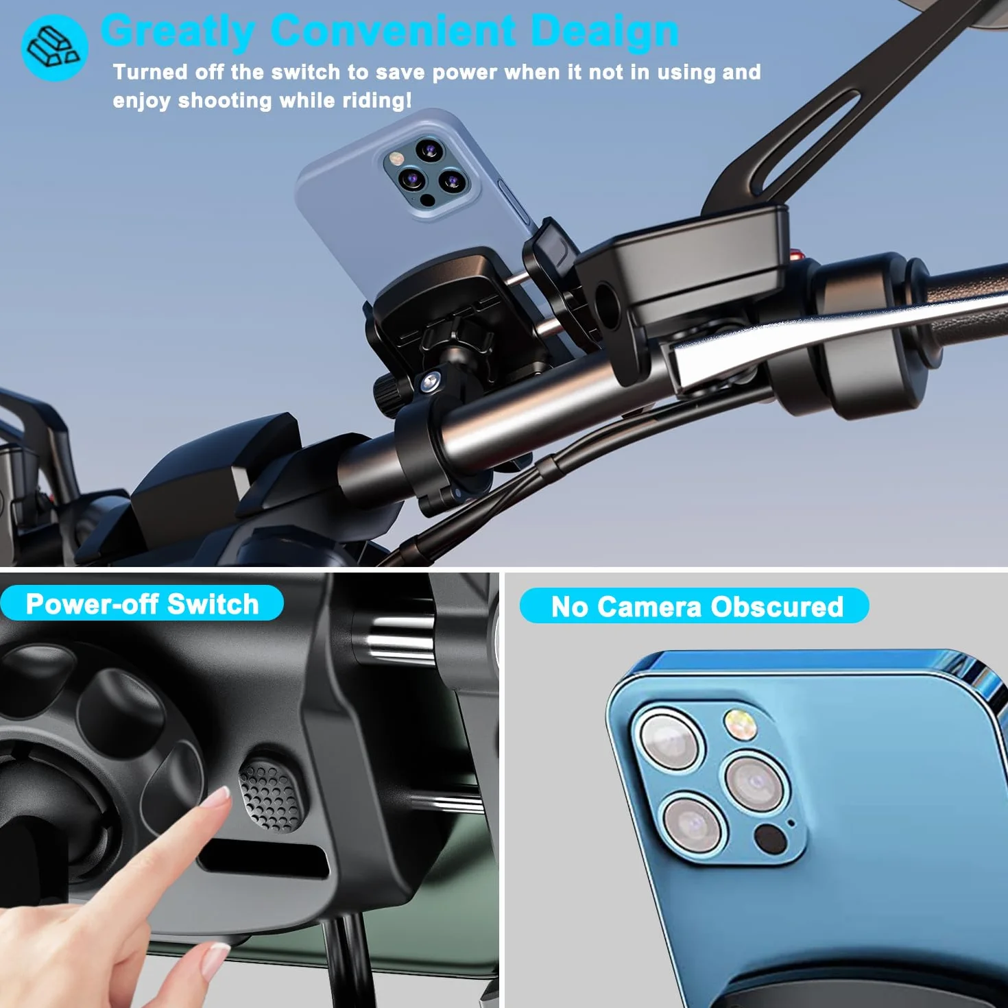 iMESTOU Aluminiowa ładowarka motocyklowa USB C szybkie ładowanie do telefonu, kompatybilna z grubością do 15 mm, pasuje do kierownicy 12-32 mm