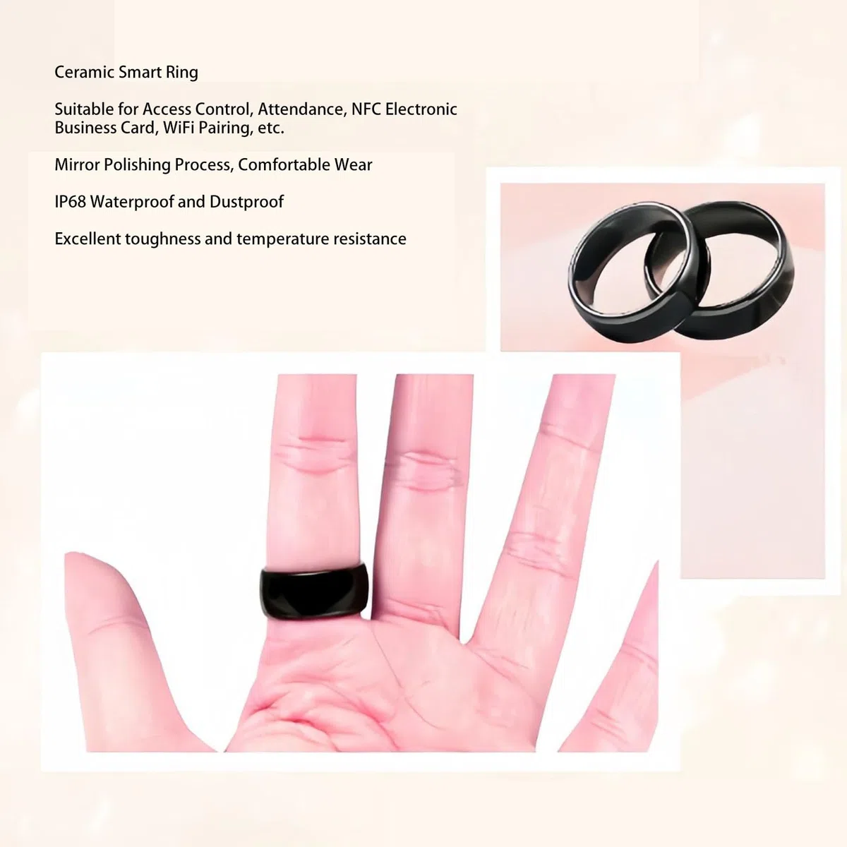 Inteligentny pierścień NFC, Wodoodporny Ceramiczny pierścień na Palec NFC, Wszechstronna Technologia Wykrywania, Poręczny Inteligentny pierścień do Kontroli Dostępu, Płatności
