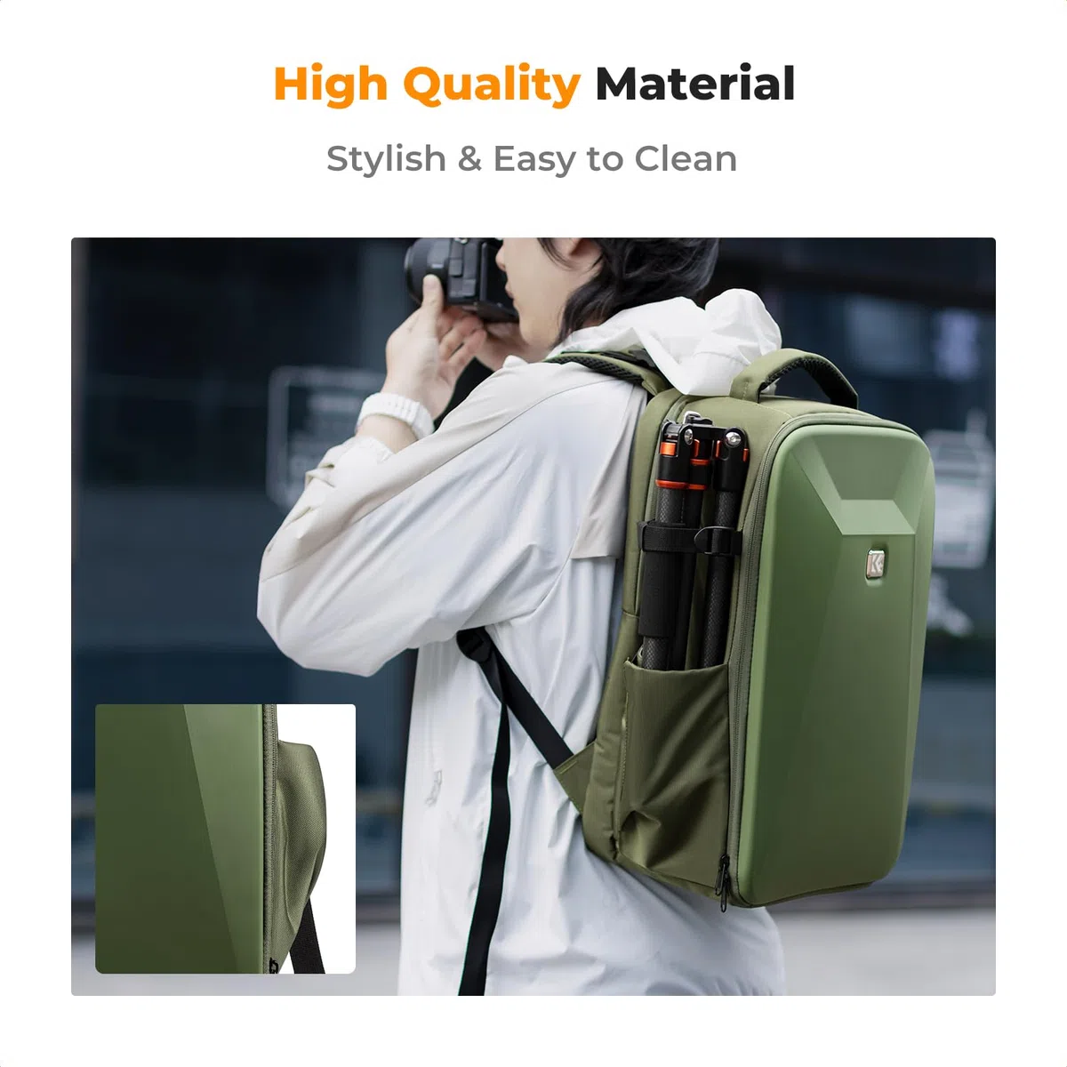 K&F CONCEPT Twarda torba na lustrzankę cyfrową z kieszenią na laptopa 15,6" i osłoną przeciwdeszczową, plecak na aparat kompatybilny z dronem Canon/Nikon/Sony/DJI Mavic