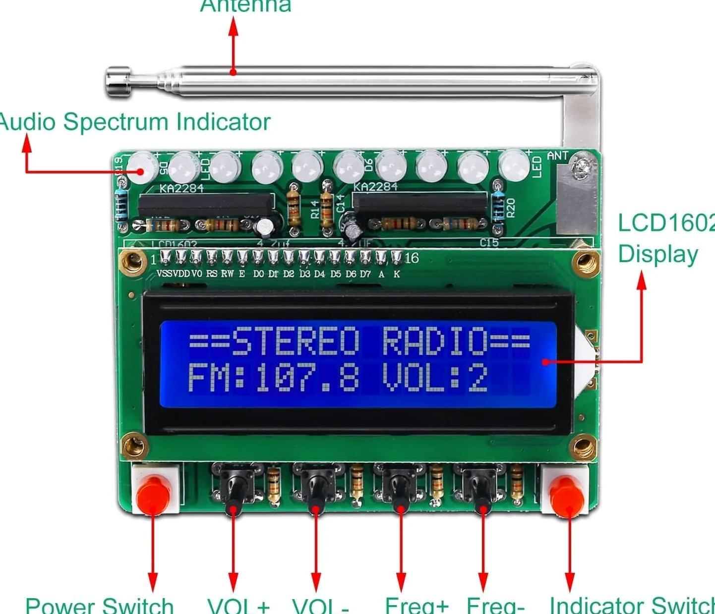 Zestaw radia FM DIY projekty lutowania Radio FM 87-108 MHz zestaw do lutowania wyświetlacz LCD1602 do nauki nauczania STEM edukacja DIY