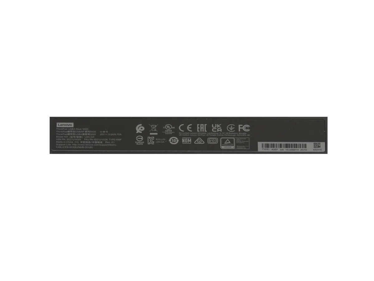 40BF0100GE Lenovo ThinkPad USB4 Dock 5000 USB-C 4 Replikator portów | inkl. 100W zasilacz dla ThinkPad X1 Carbon Gen 11 (21HM/21HN), Fold 16 Gen 1 (21ES/21ET), X13 Gen 3 (21CN/21CM)