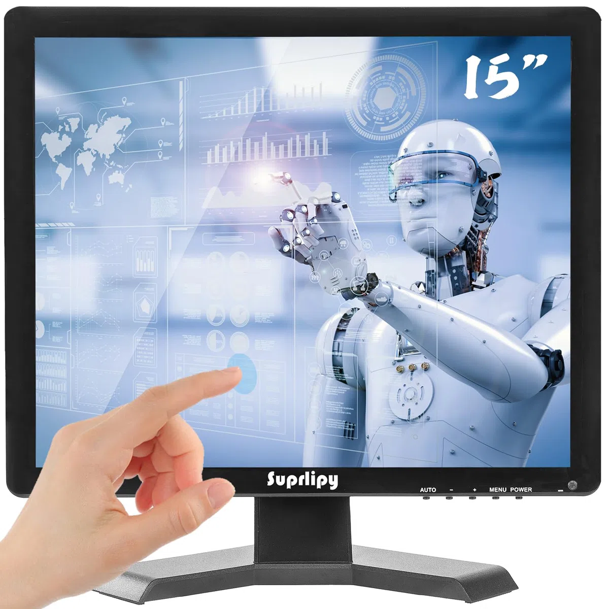 15 cal Ekran Dotykowy 1024x768 Wsparcie HDMI VGA AV USB BNC, 10 Punktów Pojemnościowy Ekran Dotykowy TFT LED Monitor dla PC Laptop Xbox PS5 PS4 Przełącznik POS Systems Wbudowany w