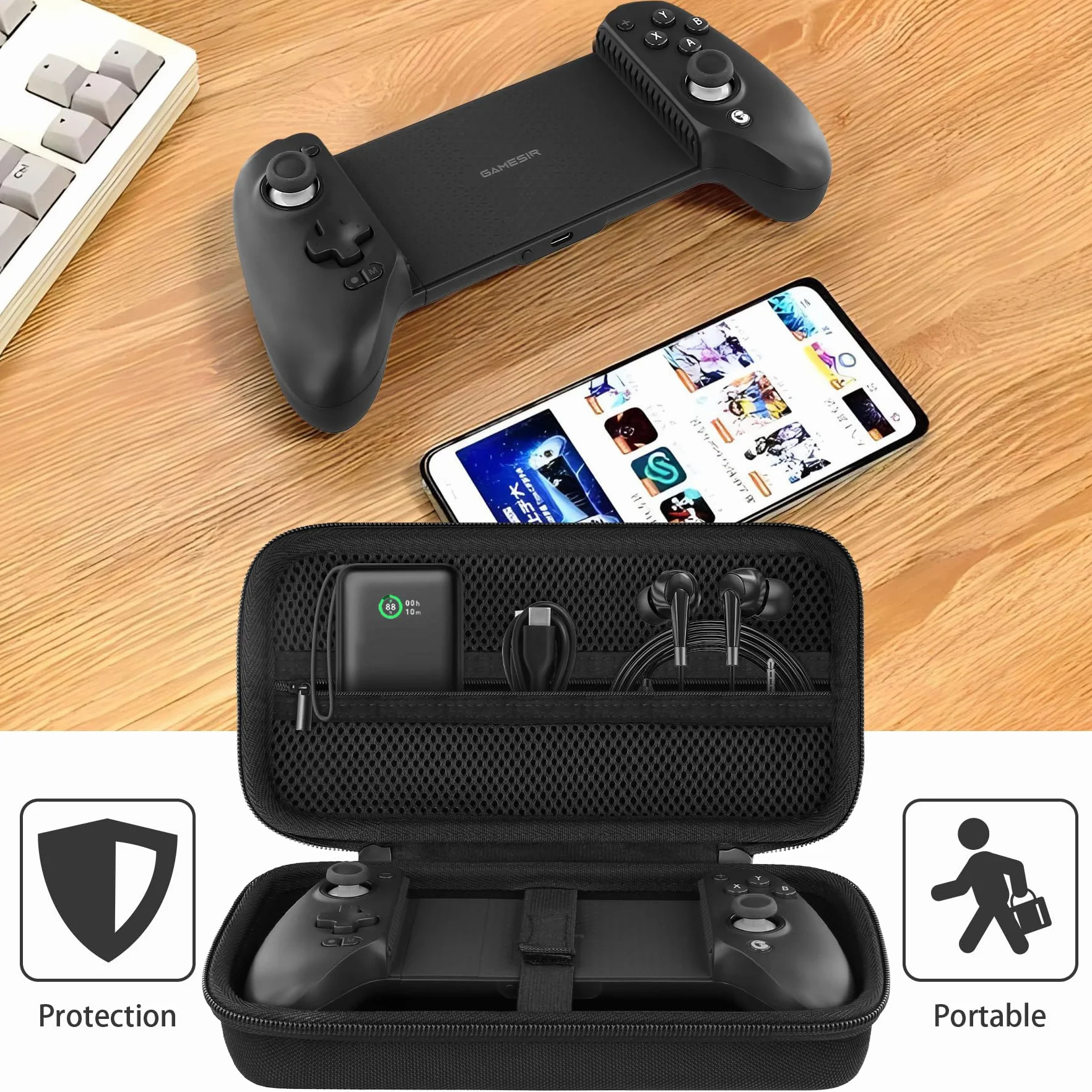 Aenllosi Twardy futerał kompatybilny z GameSir G8 Plus Mobile Game Controller, organizer na kontroler telefonu GameSir (tylko etui)