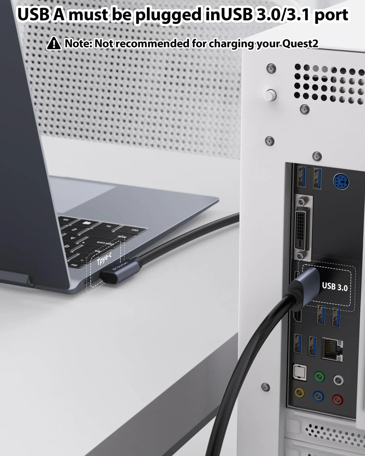 Kabel łączący 5 m do Meta/Oculus Quest2/Pro, PICO 4, PC/Steam VR, szybkie ładowanie USB 3.0
