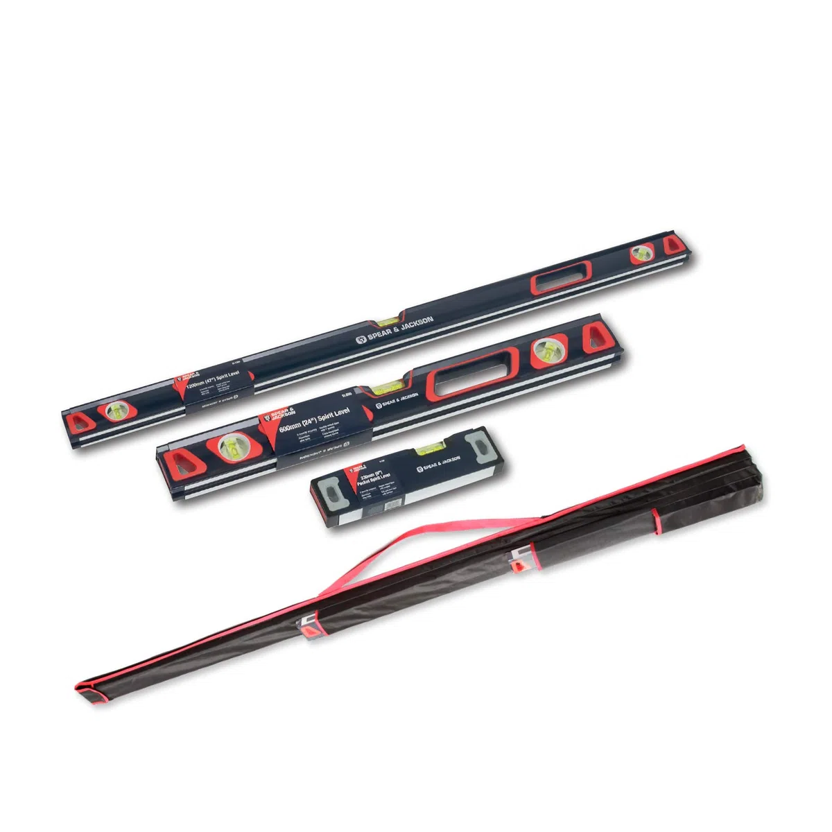 Spear & Jackson SL3PS 3-częściowy zestaw poziomic w szytej na miarę torbie na ramię