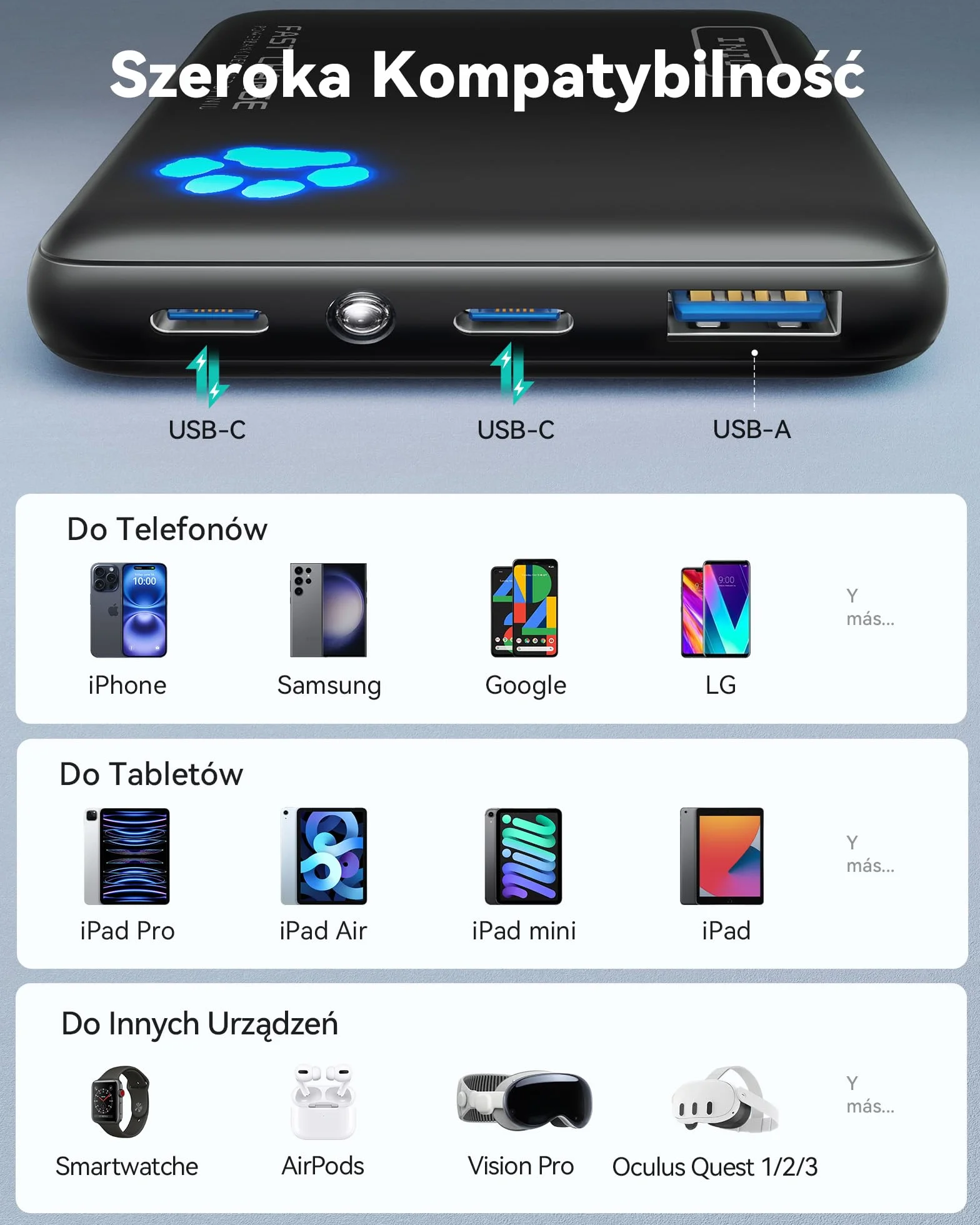 INIU Power Bank, powerbank 45 W, 10 000 mAh, najlżejszy i mały, ale mocny (USB C In& Out), PD3.0 zewnętrzne akumulatory do telefonów komórkowych z lampą błyskową, kompatybilne z iPhone 17 16 15 Pro