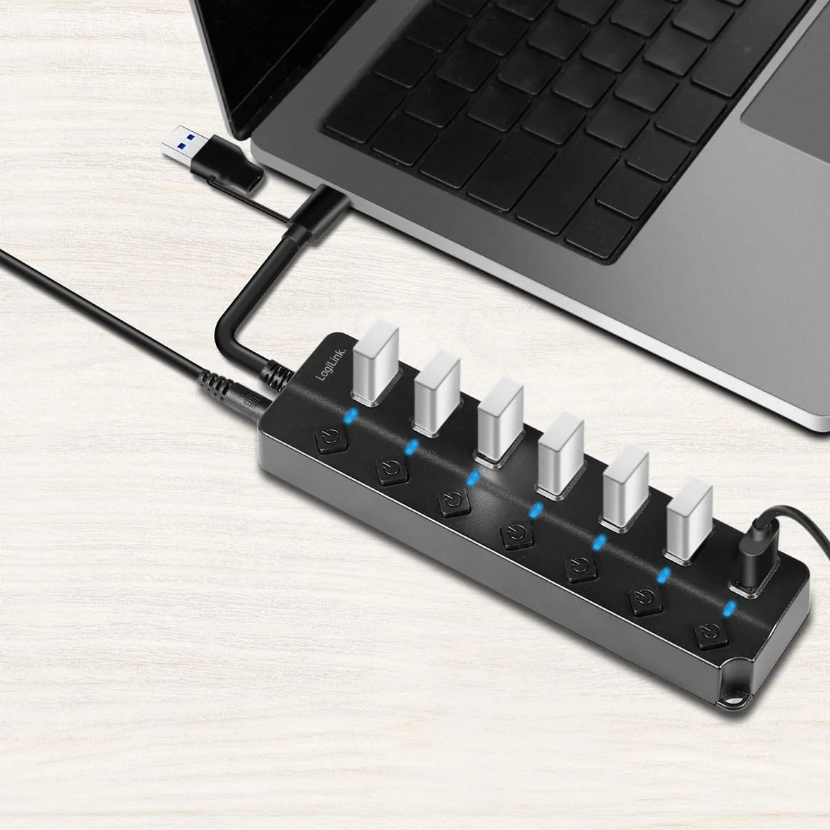 LogiLink UA0420 USB 3.2 Gen1 Hub 7 portów z włącznikiem