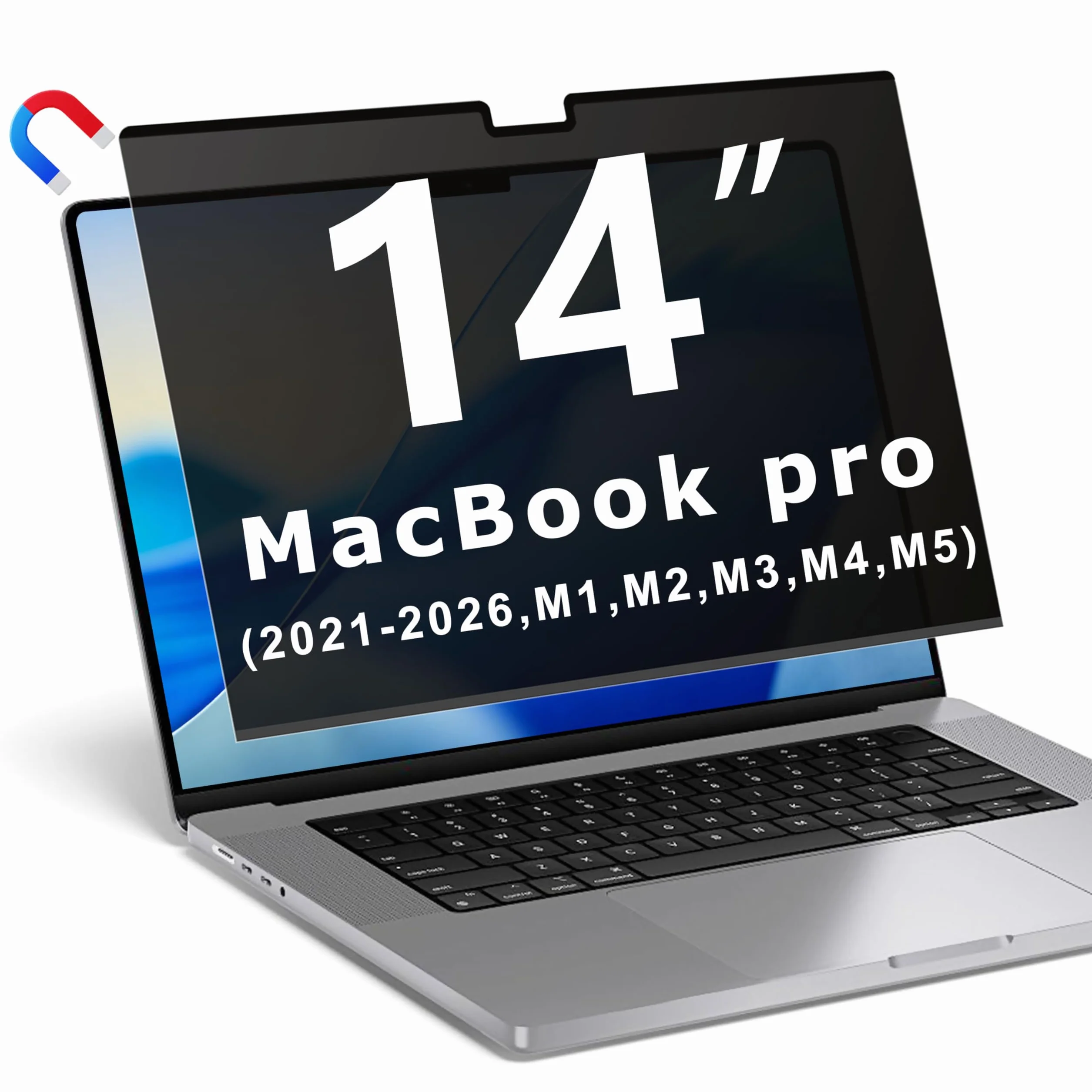 Magnetyczna osłona prywatności do Macbooka Pro 14 cali (2021-2025, M1, M2, M3, M4, M5, Pro, Max), zdejmowana osłona filtra prywatności do laptopa i ochrona przed niebieskim światłem