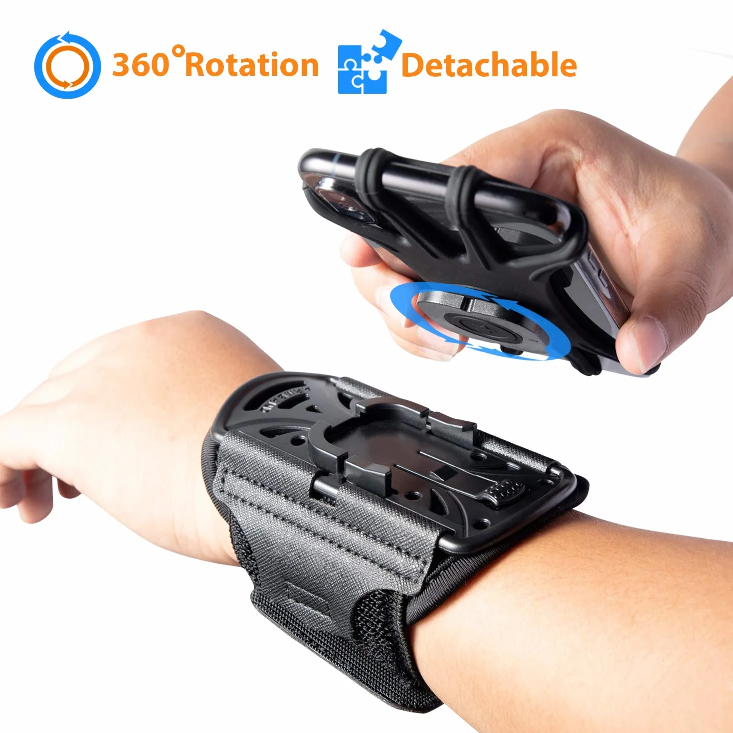 Odpinany sportowy pasek do biegania, obracany o 360°, uniwersalny, sportowy pasek do biegania kompatybilny z iPhone 14/13 Pro/13/12 Pro/11 Pro Max / 11 Pro / 11 / X/8 itd., wszystkie smartfony 4–6,5"