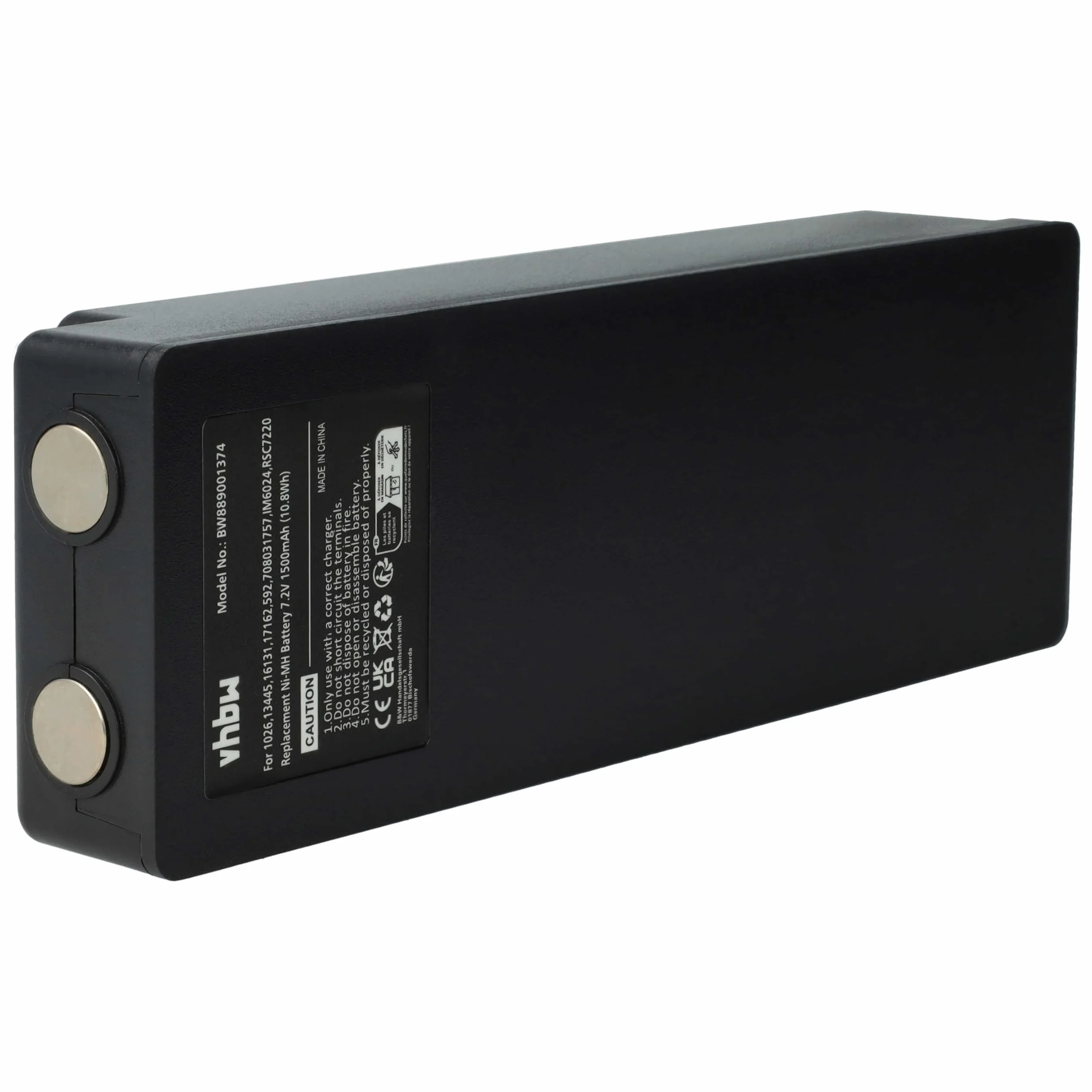 vhbw Zamiennik baterii do Palfinger IM6024, RSC7220 do przemysłowego pilota zdalnego sterowania (1500 mAh, 7,2 V, NiMH) - czarna