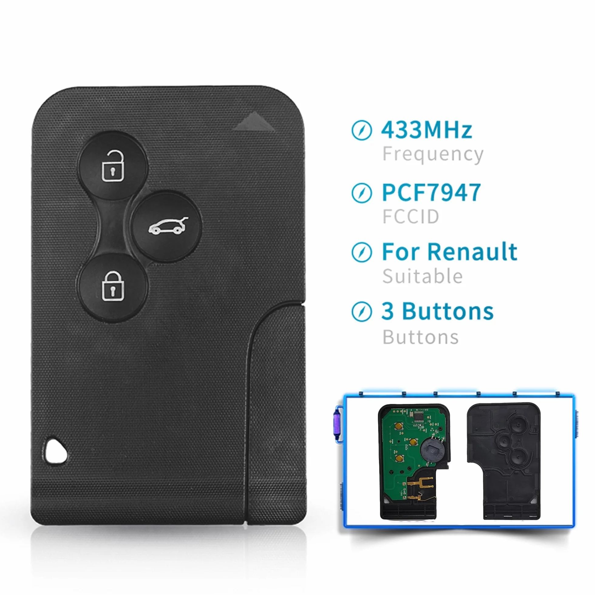 Heart Horse 433 MHz 3 przyciski etui kluczyk samochodowy zamiennik pilota Renault Megane 2 Scenic 2 Clio 3 z chipem PCF7947