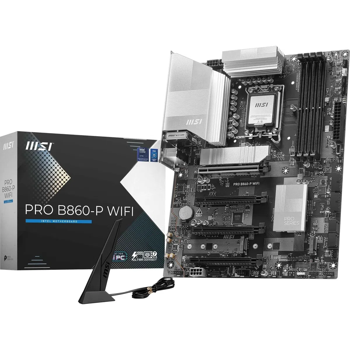 MSI PRO B860-P WIFI płyta główna, ATX - obsługuje procesory Intel Core Ultra (seria 2), LGA 1851-12 DRPS, DDR5 Memory Boost (8600+ MT/s OC), PCIe 5.0 x16 i 4.0 x16, M.2 Gen 5, Wi-Fi 7, 5G LAN