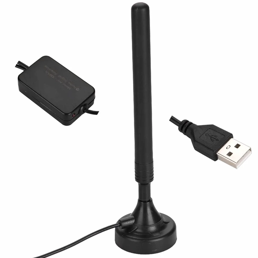 Annadue ANT-308PLUS Domowa Antena Radiowa FM, 25 dB z Wysokim Wzmocnieniem, 85-112 MHz, Wysoka Czułość USB, Wzmacniacz Antenowy do Niskich Podłóg