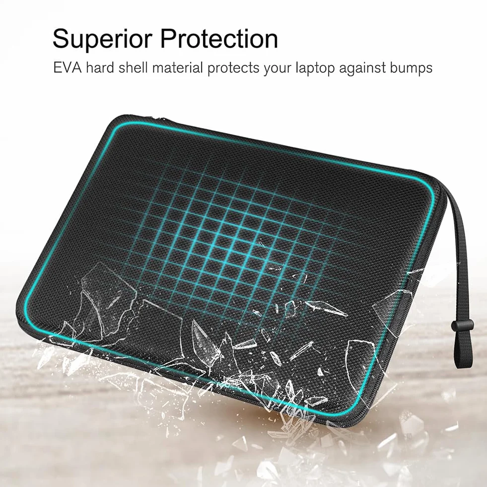 FINPAC Twardy pokrowiec na laptopa MacBook Pro 14 cali 2023-2021 M2 M1, MacBook Air 13" 2022-2018, 13" MacBook Pro 2022-2016, wodoodporne etui do Dell XPS 13, Surface Laptop, HP, Acer, czarny