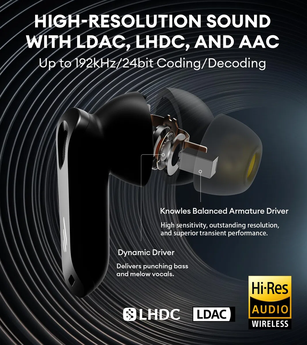 Edifier NeoBuds Pro 2 Multi-Channel aktywne słuchawki z redukcją szumów z dźwiękiem przestrzennym, Hi-Res, LDAC, LHDC, AAC, 8 mikrofonów dla wyraźnych połączeń, szybkie ładowanie, kontrola aplikacji