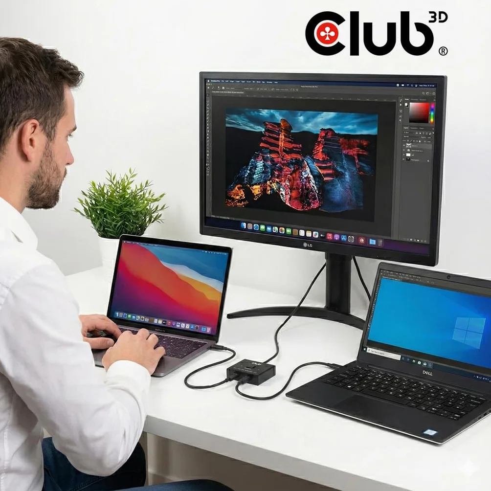 Club3D CSV-2511 USB-C dwukierunkowe wideo dane PD Switch