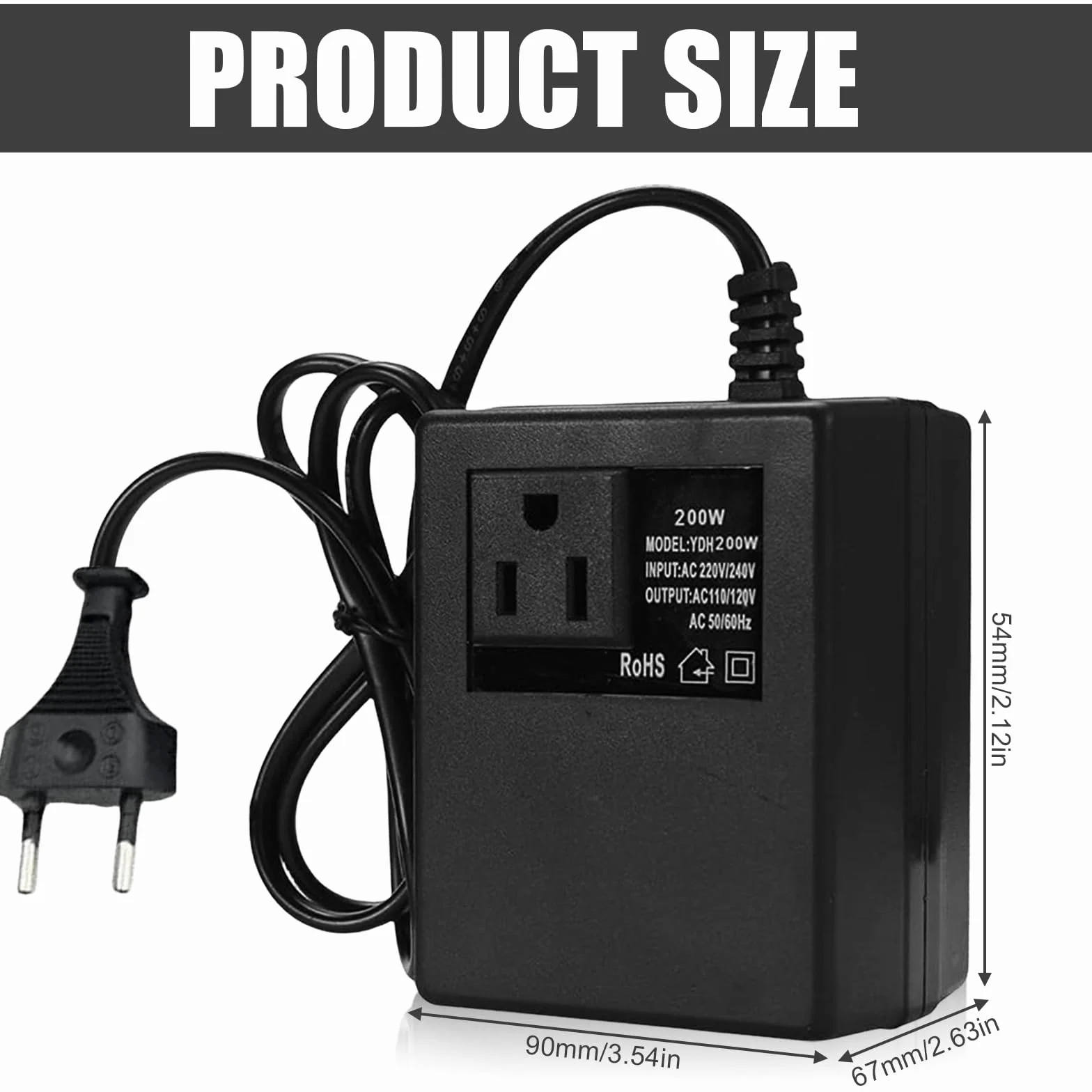 Transformator napięcia 220 V na 110 V, 200 W adapter sieciowy krok w dół, konwerter prądu, adapter podróżny, wtyczka EU