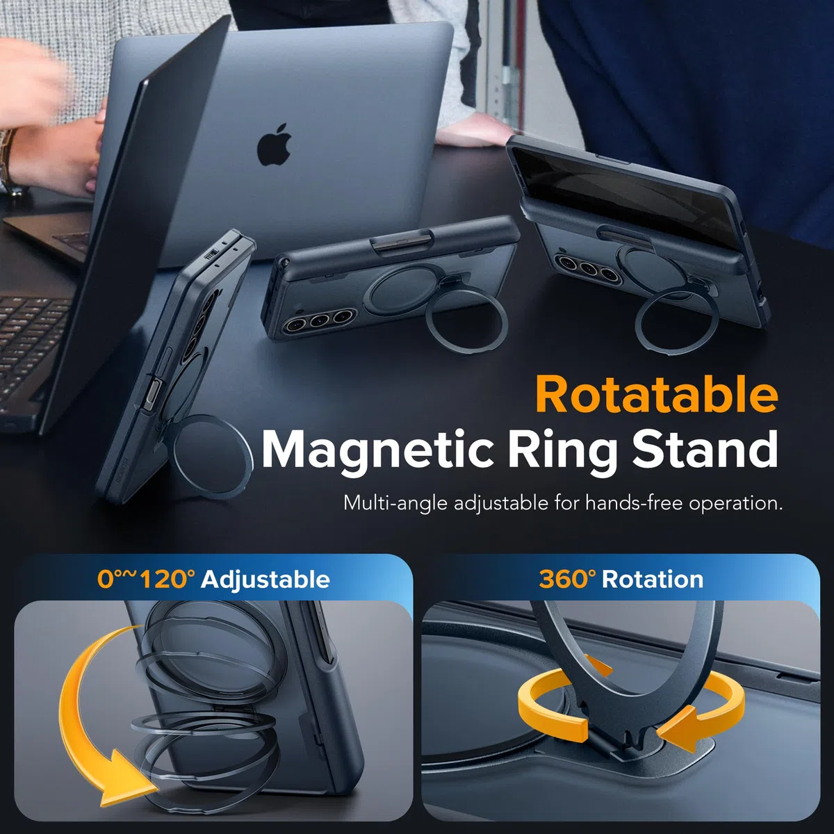 MOBOSI Etui Z Fold 5 z gniazdem na rysik S, kompatybilne z Magsafe, [wbudowany stojak z pierścieniem obrotowym 360° i ochrona ekranu i zawiasów] Smukłe etui na telefon do Samsung Galaxy Z Fold5