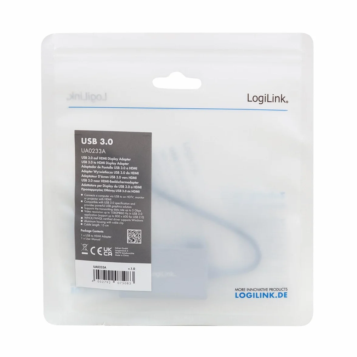 LogiLink UA0233A USB 3.0 na HDMI adapter 0,15 m