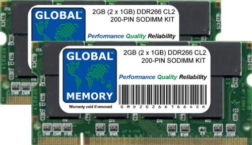 2GB (2 x 1GB) DDR 266MHz PC2100 200-PIN SODIMM ZESTAW PAMIĘCI RAM DO LAPTOP/NOTNIKI