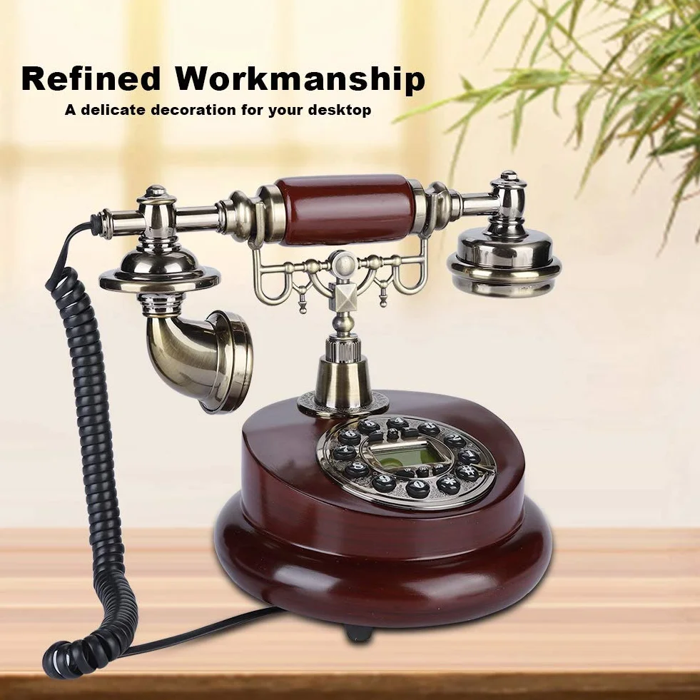 Antyczny telefon Glomora, zabytkowy cyfrowy telefon stacjonarny, klasyczny europejski retro telefon stacjonarny przewodowy z wiszącym zestawem słuchawkowym do dekoracji biura
